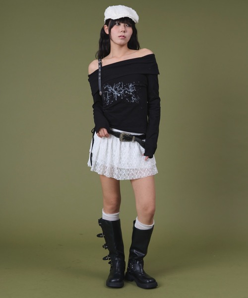 dispark(ディスパーク)の「DISPARK/ベルトショルダーサイドギャザートップ(Tシャツ/カットソー・レディース・ホワイト/ブラック・FREE)」の18枚目の写真