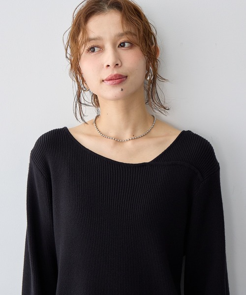 anyfee(エニフィー)の「【anyfee/大きいサイズ】アシメネックリブニット◆新色追加◆(ニット/セーター・レディース・杢グレー/ブラック/アイボリー/ネイビー・LL/3L/4L/5L)」の22枚目の写真