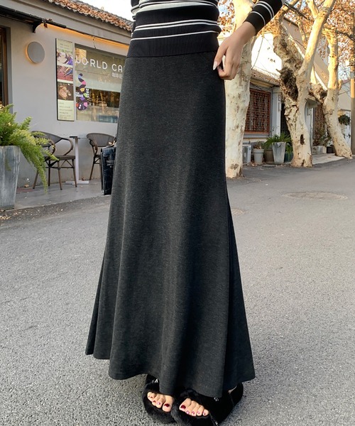 MAISON DE THERESE(メゾン ド テレーズ)の「ニット マーメイド ロングスカート(スカート・レディース・アイボリー/ダークグレー/ブラック・S/M/L)」の1枚目の写真