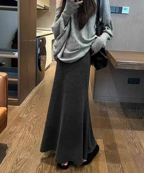 MAISON DE THERESE(メゾン ド テレーズ)の「ニット マーメイド ロングスカート(スカート・レディース・アイボリー/ダークグレー/ブラック・S/M/L)」の7枚目の写真