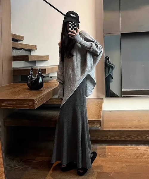 MAISON DE THERESE(メゾン ド テレーズ)の「ニット マーメイド ロングスカート(スカート・レディース・アイボリー/ダークグレー/ブラック・S/M/L)」の9枚目の写真