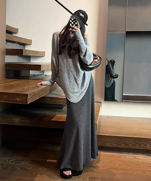 MAISON DE THERESE(メゾン ド テレーズ)の「ニット マーメイド ロングスカート(スカート・レディース・アイボリー/ダークグレー/ブラック・S/M/L)」の10枚目の写真