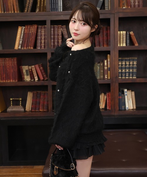 one after another NICE CLAUP（ワンアフターアナザーナイスクラップ）の「ビジューシャギーニット（ニット/セーター・レディース・グレー/ブラック/レッド/アイボリー/ベビーピンク・FREE）」の9枚目の写真