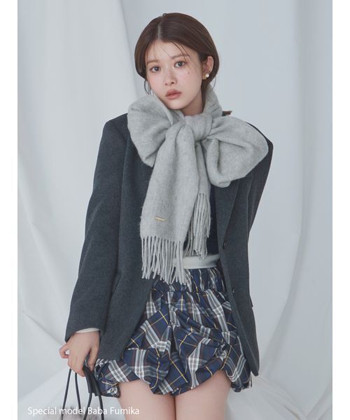 SNIDEL(スナイデル)の「オーバーサイズコートジャケット(テーラードジャケット・レディース・グレー/ベージュ/チェック・0/1)」の4枚目の写真