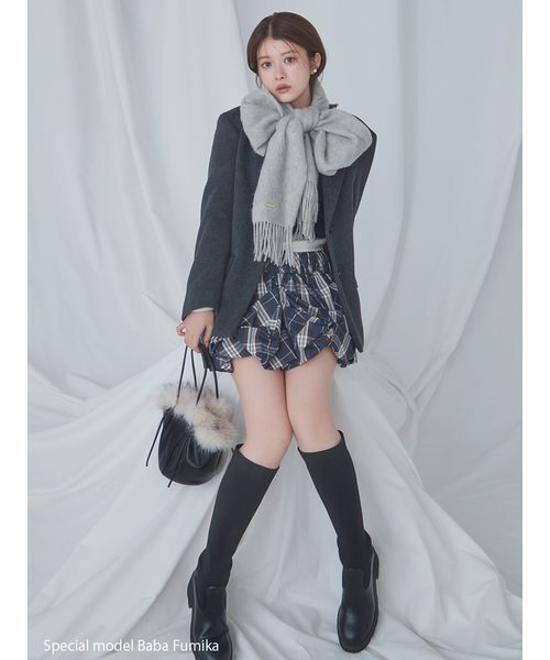 SNIDEL(スナイデル)の「オーバーサイズコートジャケット(テーラードジャケット・レディース・グレー/ベージュ/チェック・0/1)」の5枚目の写真