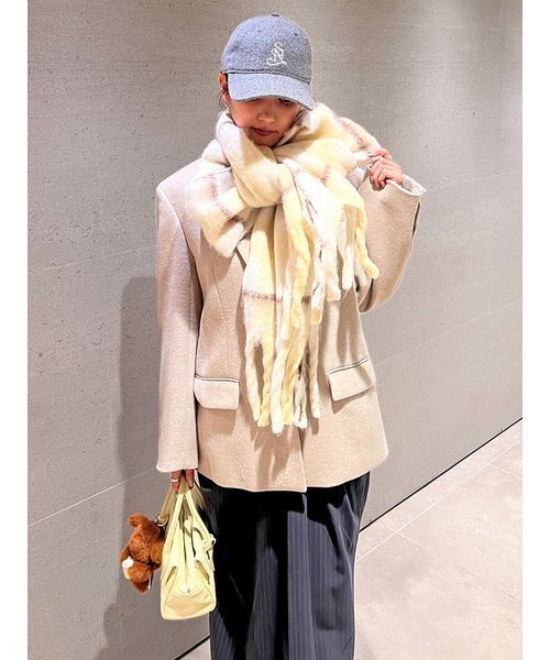 SNIDEL(スナイデル)の「オーバーサイズコートジャケット(テーラードジャケット・レディース・グレー/ベージュ/チェック・0/1)」の7枚目の写真