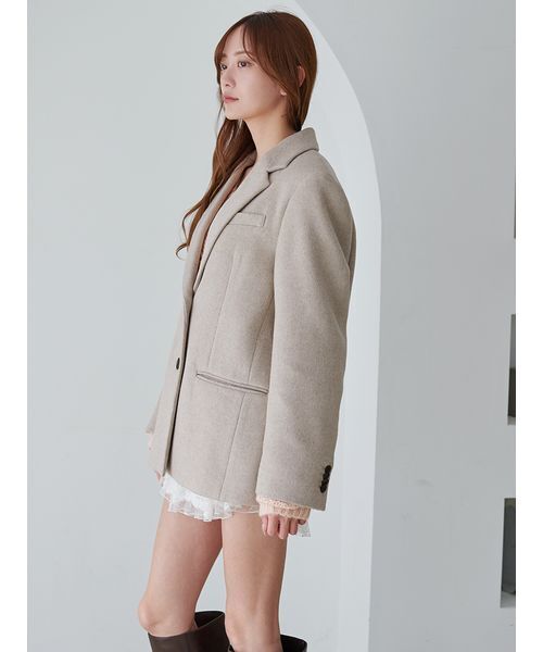 SNIDEL(スナイデル)の「オーバーサイズコートジャケット(テーラードジャケット・レディース・グレー/ベージュ/チェック・0/1)」の14枚目の写真