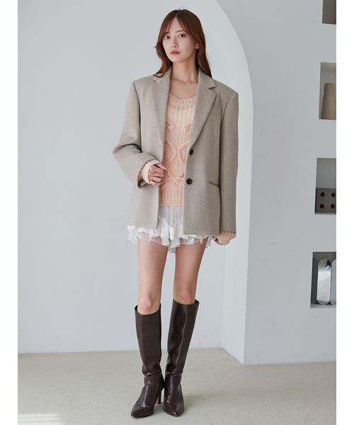 SNIDEL(スナイデル)の「オーバーサイズコートジャケット(テーラードジャケット・レディース・グレー/ベージュ/チェック・0/1)」の20枚目の写真