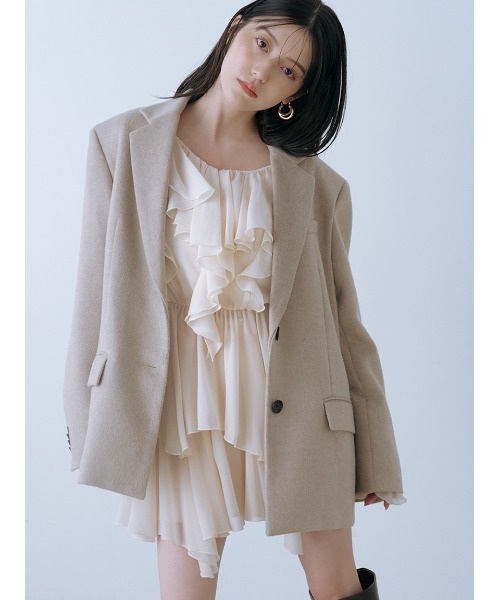 SNIDEL(スナイデル)の「オーバーサイズコートジャケット(テーラードジャケット・レディース・グレー/ベージュ/チェック・0/1)」の1枚目の写真