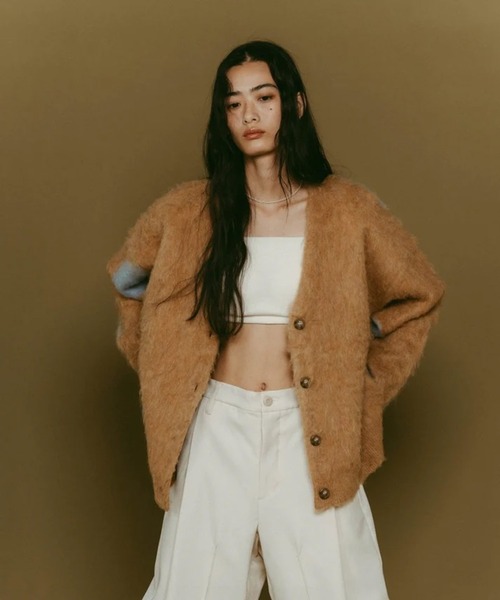 Knuth Marf（クヌースマーフ）の「accent mohair cardigan(unisex)（カーディガン/ボレロ・レディース・ベージュ/ブラック・FREE）」の11枚目の写真