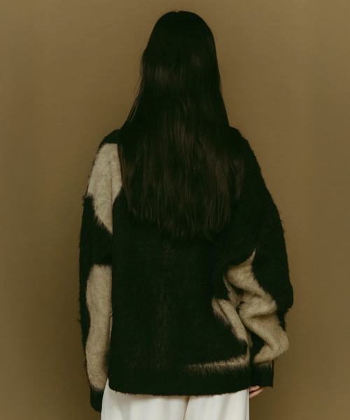 Knuth Marf（クヌースマーフ）の「accent mohair cardigan(unisex)（カーディガン/ボレロ・レディース・ベージュ/ブラック・FREE）」の6枚目の写真