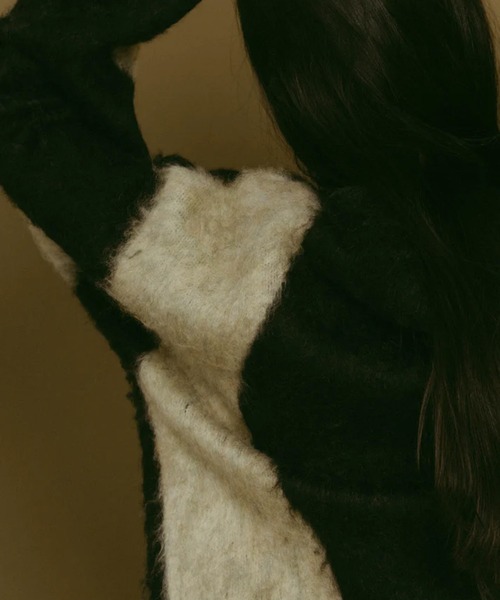 Knuth Marf（クヌースマーフ）の「accent mohair cardigan(unisex)（カーディガン/ボレロ・レディース・ベージュ/ブラック・FREE）」の4枚目の写真