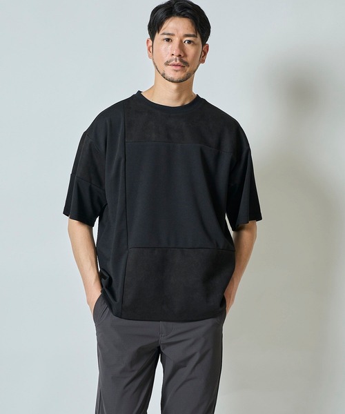 TETE HOMME(テットオム)の「ポンチスエード切替えTシャツ(Tシャツ/カットソー・メンズ・チャコールグレー/ブラック/ホワイト・MEDIUM/LARGE/X-LARGE)」の3枚目の写真