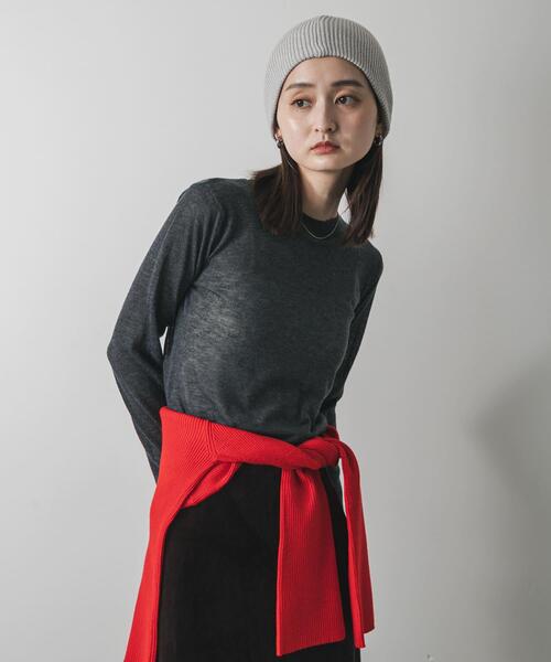 SENSE OF PLACE by URBAN RESEARCH（センスオブプレイスバイアーバンリサーチ）の「シアーハイネックセーター（ニット/セーター・レディース・チャコールグレー/アイボリー/ピンク・ONE）」の4枚目の写真