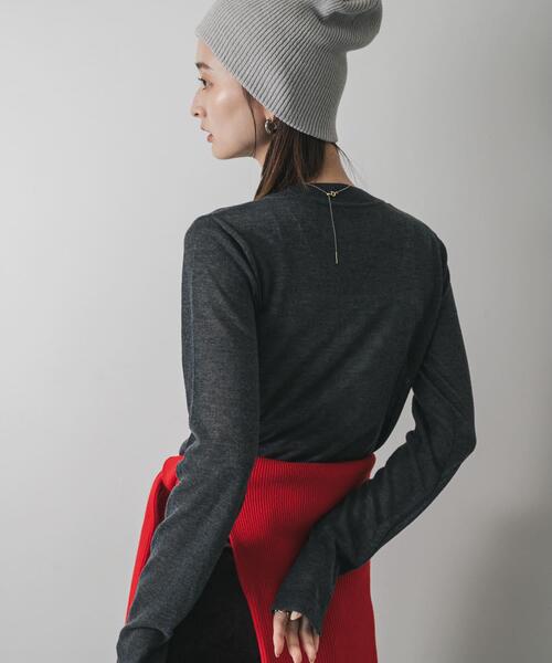 SENSE OF PLACE by URBAN RESEARCH（センスオブプレイスバイアーバンリサーチ）の「シアーハイネックセーター（ニット/セーター・レディース・チャコールグレー/アイボリー/ピンク・ONE）」の5枚目の写真