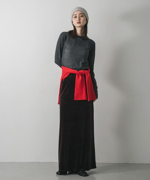 SENSE OF PLACE by URBAN RESEARCH（センスオブプレイスバイアーバンリサーチ）の「シアーハイネックセーター（ニット/セーター・レディース・チャコールグレー/アイボリー/ピンク・ONE）」の6枚目の写真