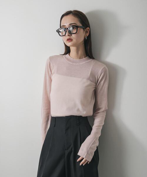 SENSE OF PLACE by URBAN RESEARCH（センスオブプレイスバイアーバンリサーチ）の「シアーハイネックセーター（ニット/セーター・レディース・チャコールグレー/アイボリー/ピンク・ONE）」の13枚目の写真