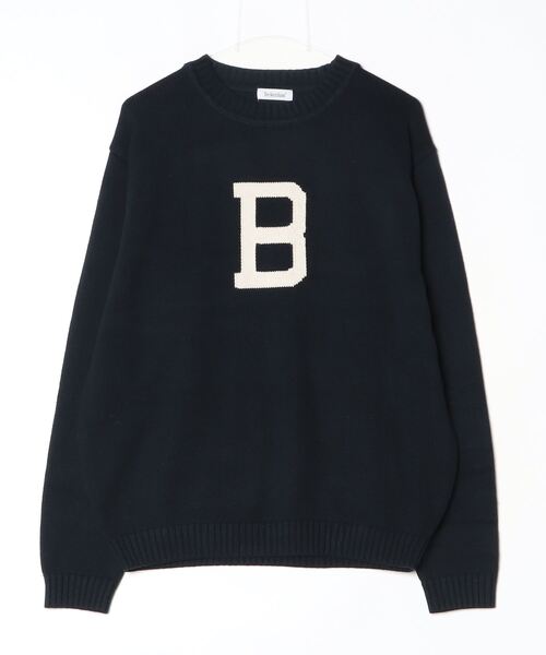 BROKEN BASE(ブロークンベース)の「B Logo Low-Gauge Knit / Bロゴ ローゲージニット(ニット/セーター・メンズ・ネイビー/カーキブラウン・LARGE/MEDIUM)」の14枚目の写真