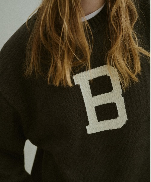 BROKEN BASE(ブロークンベース)の「B Logo Low-Gauge Knit / Bロゴ ローゲージニット(ニット/セーター・メンズ・ネイビー/カーキブラウン・LARGE/MEDIUM)」の8枚目の写真