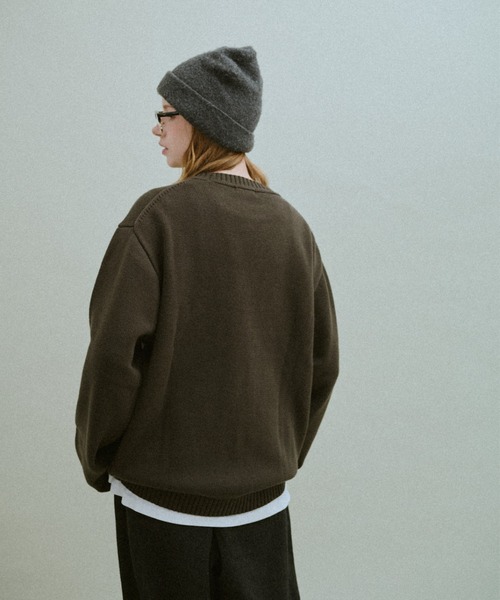 BROKEN BASE(ブロークンベース)の「B Logo Low-Gauge Knit / Bロゴ ローゲージニット(ニット/セーター・メンズ・ネイビー/カーキブラウン・LARGE/MEDIUM)」の12枚目の写真