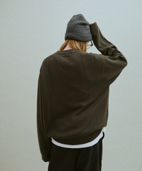 BROKEN BASE(ブロークンベース)の「B Logo Low-Gauge Knit / Bロゴ ローゲージニット(ニット/セーター・メンズ・ネイビー/カーキブラウン・LARGE/MEDIUM)」の13枚目の写真