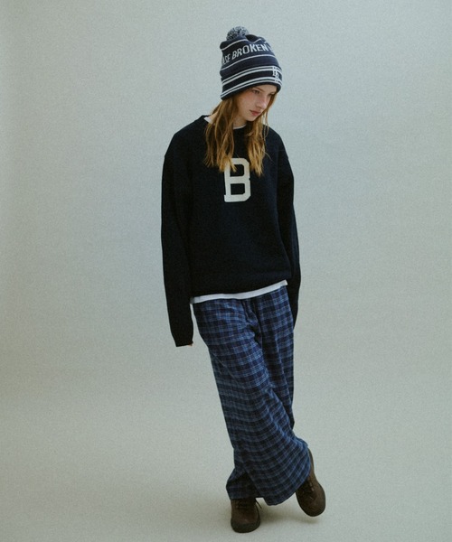 BROKEN BASE(ブロークンベース)の「B Logo Low-Gauge Knit / Bロゴ ローゲージニット(ニット/セーター・メンズ・ネイビー/カーキブラウン・LARGE/MEDIUM)」の17枚目の写真