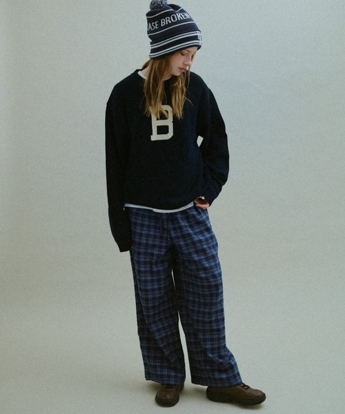 BROKEN BASE(ブロークンベース)の「B Logo Low-Gauge Knit / Bロゴ ローゲージニット(ニット/セーター・メンズ・ネイビー/カーキブラウン・LARGE/MEDIUM)」の18枚目の写真
