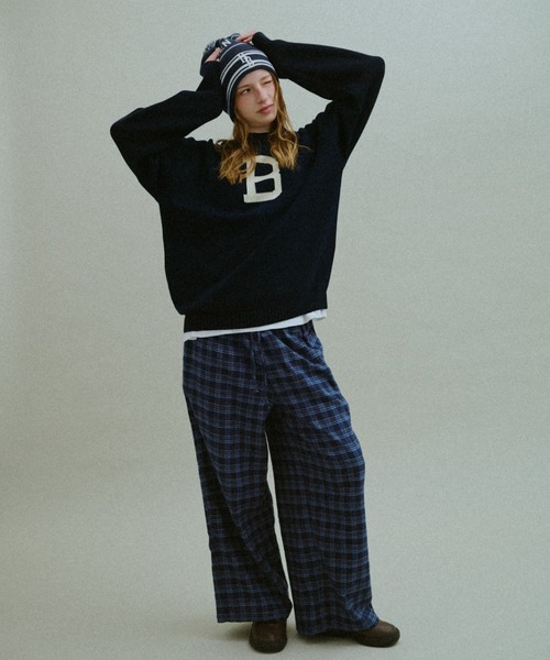 BROKEN BASE(ブロークンベース)の「B Logo Low-Gauge Knit / Bロゴ ローゲージニット(ニット/セーター・メンズ・ネイビー/カーキブラウン・LARGE/MEDIUM)」の19枚目の写真