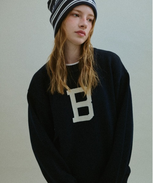 BROKEN BASE(ブロークンベース)の「B Logo Low-Gauge Knit / Bロゴ ローゲージニット(ニット/セーター・メンズ・ネイビー/カーキブラウン・LARGE/MEDIUM)」の21枚目の写真
