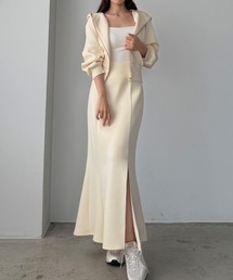 Louere | ポンチショートパーカー+スリットマーメイドスカートSET(セットアップ)