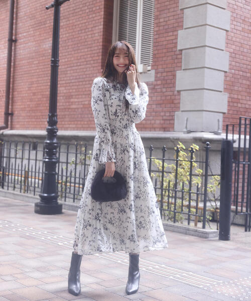 PROPORTION BODY DRESSING（プロポーションボディドレッシング）の「花柄プリーツワンピース / 1215240113（ワンピース・レディース・ブラック系その他/ワイン・MEDIUM/P/S）」の2枚目の写真