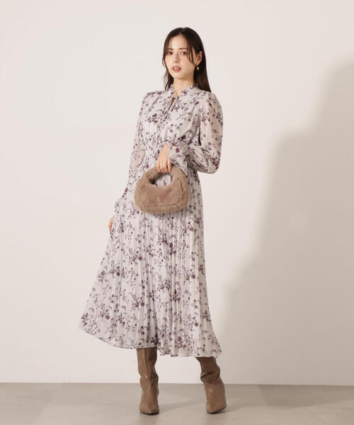 PROPORTION BODY DRESSING（プロポーションボディドレッシング）の「花柄プリーツワンピース / 1215240113（ワンピース・レディース・ブラック系その他/ワイン・MEDIUM/P/S）」の5枚目の写真