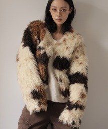 ノーカラーフェイクファージャケット