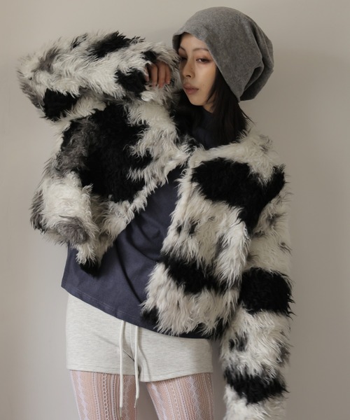 Ulysses（ユリシス）の「ノーカラーフェイクファージャケット（その他アウター・レディース・ブラック/ブラウン・S/M）」の2枚目の写真