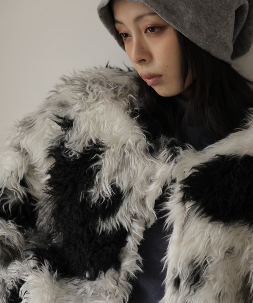 Ulysses（ユリシス）の「ノーカラーフェイクファージャケット（その他アウター・レディース・ブラック/ブラウン・S/M）」の6枚目の写真