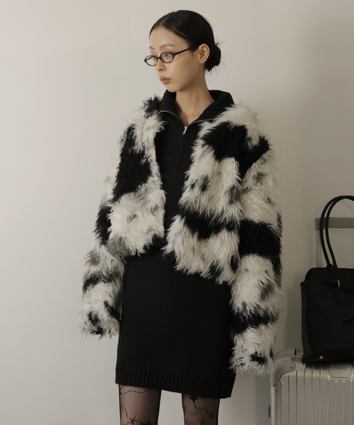 Ulysses（ユリシス）の「ノーカラーフェイクファージャケット（その他アウター・レディース・ブラック/ブラウン・S/M）」の12枚目の写真