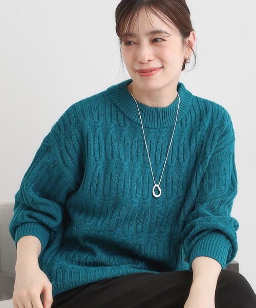 SHOO・LA・RUE（シューラルー）の「【洗濯機可／毛玉レス】シンプルケーブル柄ニット（ニット/セーター・レディース・グリーン/ホワイト/チャコールグレー/ベージュ/イエロー/レッド系1・04/03/02/01）」の5枚目の写真