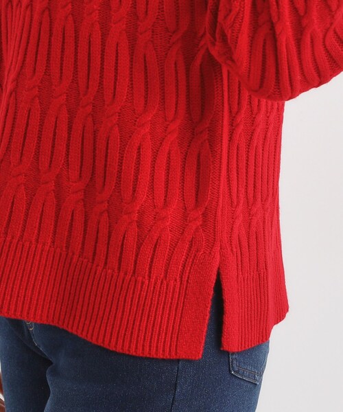 SHOO・LA・RUE（シューラルー）の「【洗濯機可／毛玉レス】シンプルケーブル柄ニット（ニット/セーター・レディース・グリーン/ホワイト/チャコールグレー/ベージュ/イエロー/レッド系1・04/03/02/01）」の19枚目の写真