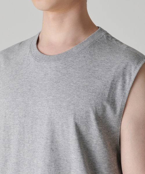 MUSINSA STANDARD（ムシンサスタンダード）の「[クールタンダード] リラックスドスリーブレストップ [ミディアムグレー]（Tシャツ/カットソー・メンズ・その他・SMALL/LARGE/X-LARGE/XX-LARGE/XXX-LARGE/MEDIUM）」の9枚目の写真