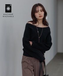 Andemiu | 【洗える】CNラクーンコンオフショルニット491270(ニット/セーター)