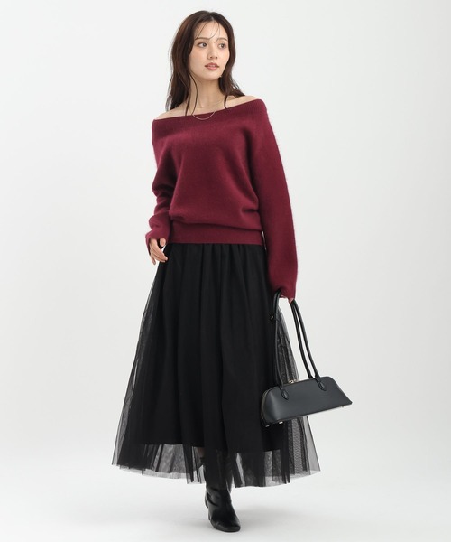 Andemiu（アンデミュウ）の「【洗える】CNラクーンコンオフショルニット491270（ニット/セーター・レディース・オフホワイト/ブラック/ボルドー・FREE）」の20枚目の写真