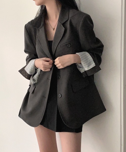 Aelina(エリナ)の「シングルブレストスーツジャケット(テーラードジャケット・レディース・ダークベージュ/ブラウン/チャコールグレー・FREE)」の1枚目の写真