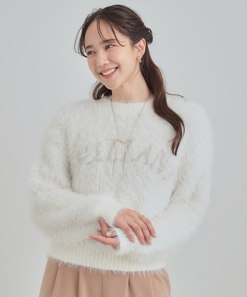 Cutie Blonde(キューティーブロンド)の「ふんわり柔らか ロゴフェザーニット(ニット/セーター・レディース・オフホワイト/チャコールグレー/ブラウン系/ライトグレー/ピンク・00)」の6枚目の写真