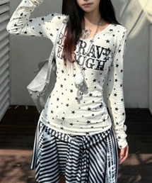 CERCA（チェルカ）の「HALEY PESCA/ロゴプリント　Vネック　スタードットカットソー（Tシャツ/カットソー）」
