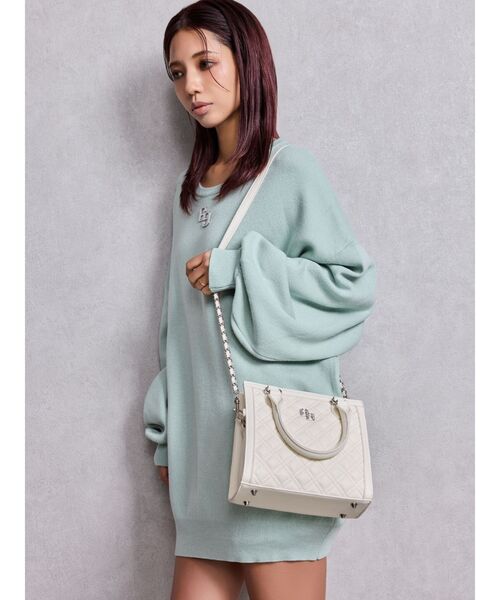 GYDA（ジェイダ）の「GGストーンキルティングBOX BAG（ショルダーバッグ・レディース・アイボリー/ブラック・FREE）」の5枚目の写真