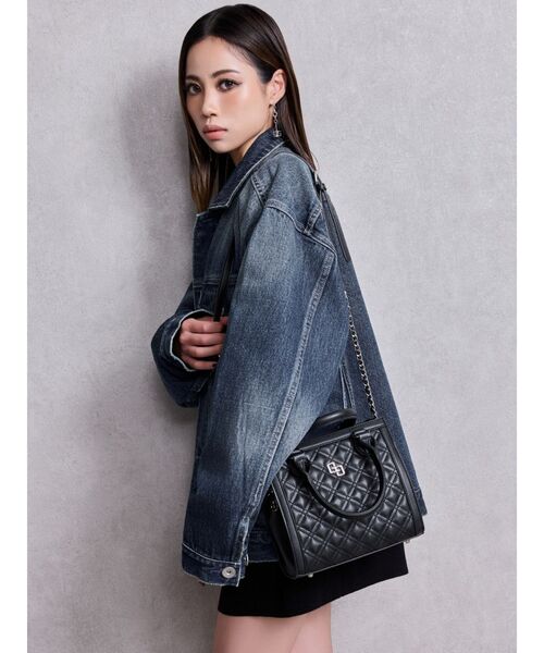 GYDA（ジェイダ）の「GGストーンキルティングBOX BAG（ショルダーバッグ・レディース・アイボリー/ブラック・FREE）」の7枚目の写真