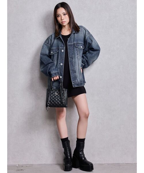 GYDA（ジェイダ）の「GGストーンキルティングBOX BAG（ショルダーバッグ・レディース・アイボリー/ブラック・FREE）」の8枚目の写真