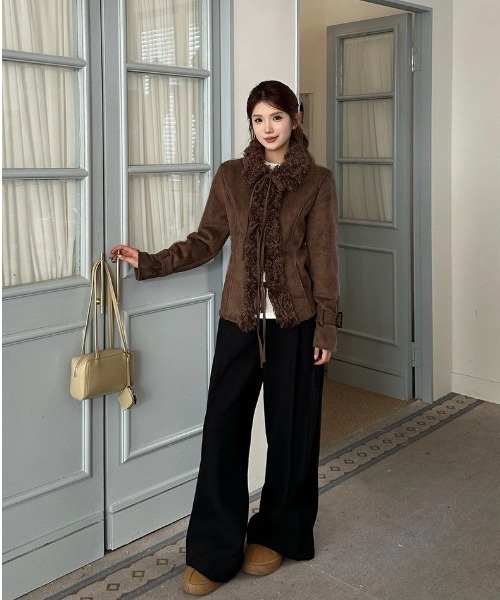 almo（アルモ）の「【LAMPOON】フェイクムートンリボンジャケット（その他アウター・レディース・モカ/ネイビー・SMALL/MEDIUM/LARGE）」の15枚目の写真