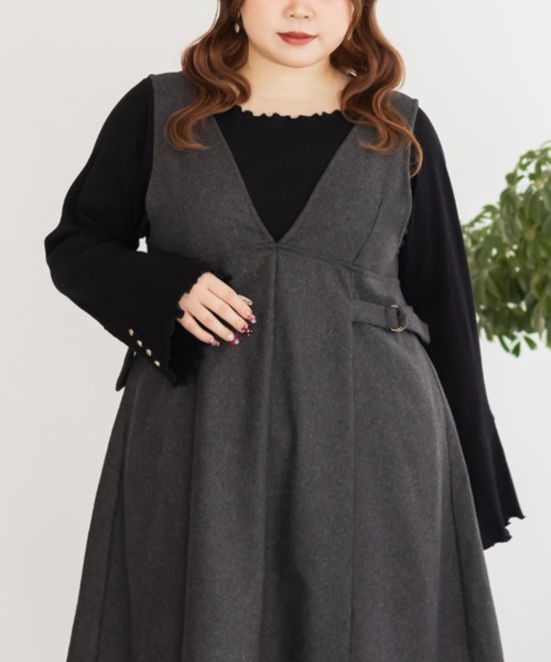 CLETTE(クレット)の「CLETTEオリジナルサイドベルトジャンスカワンピース(ワンピース・レディース・チャコールグレー/ブラック/ブラウン・LL/3L/4L)」の12枚目の写真