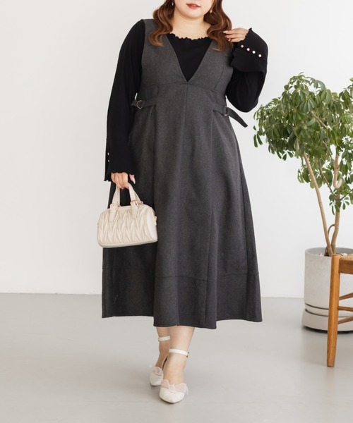 CLETTE(クレット)の「CLETTEオリジナルサイドベルトジャンスカワンピース(ワンピース・レディース・チャコールグレー/ブラック/ブラウン・LL/3L/4L)」の9枚目の写真